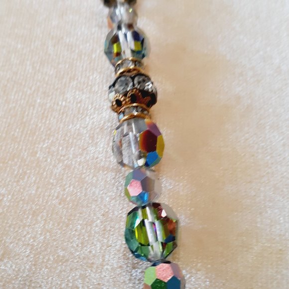 Vintage Aurora Borealis Beaded Necklace with rhinestones - Picture 6 of 10